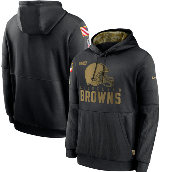 Men's Cleveland Browns Black Salute To Service Sideline Performance Pullover Hoodie 2020